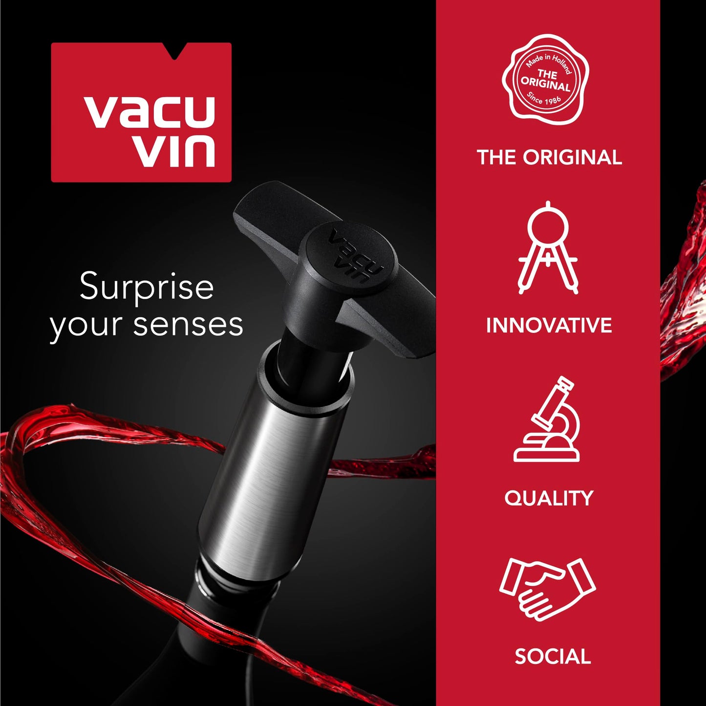 Vacu Vin Wine Cooler Sleeve – Platinum – Flexible Rapid Wine Bottle Chiller – Reusable Ice Pack Sleeve – Elegant & Portable – Fits 750ml Bottles – Keeps Wine Cold in Minutes