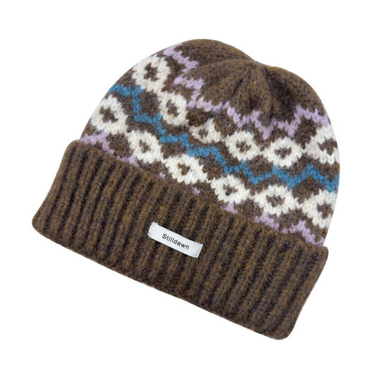 Stilldawn Winter Jacquard Beanie Hats for Women & Men, Elegant Textured Knit Slouchy Beanie, Unisex Casual Soft Knit Slouchy Beanie, Warm Wool Blend Knit Hats– Lightweight & Stretchy(Coffee)