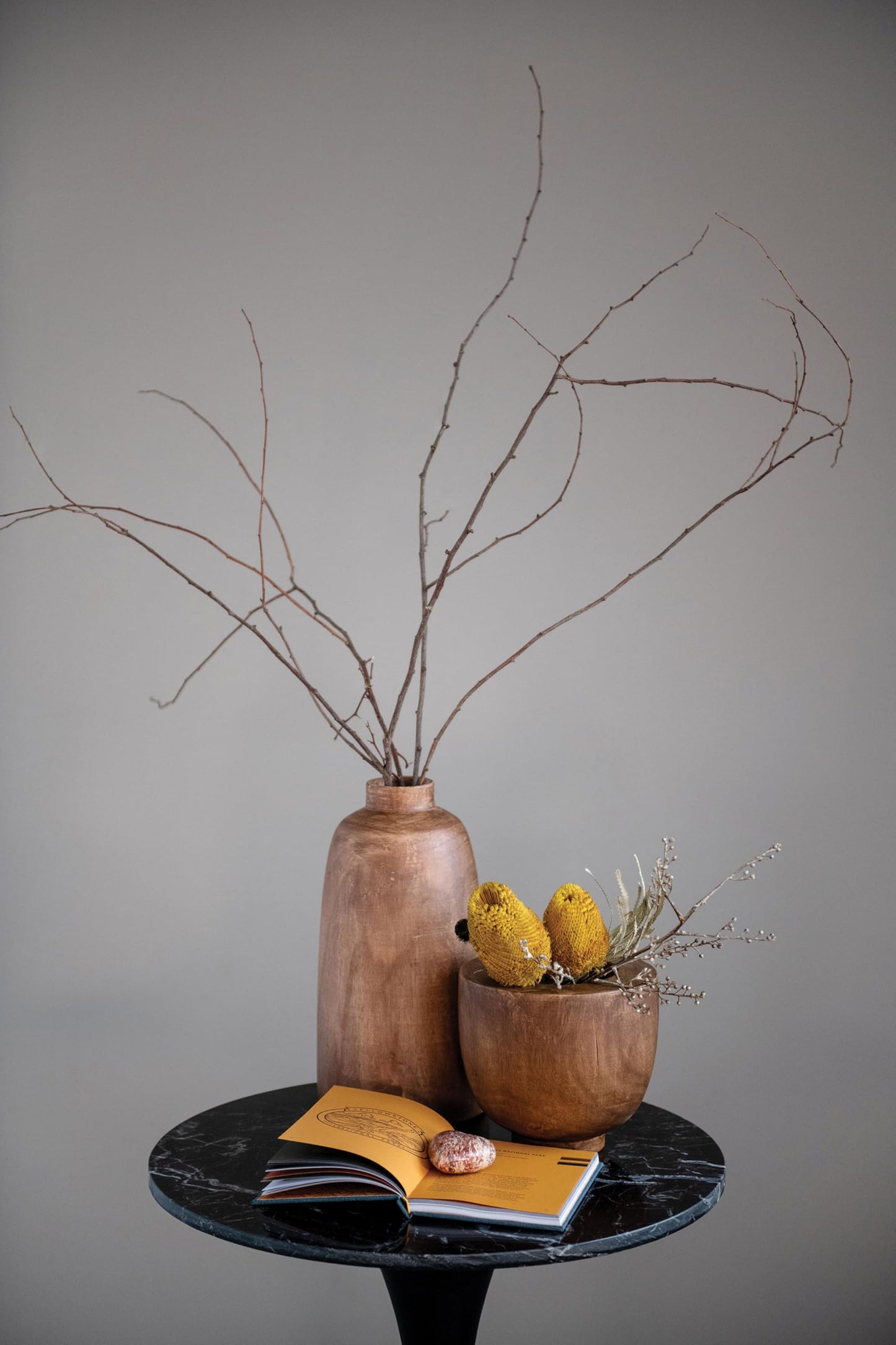 Creative Co-Op Paulownia Wood Vase, Brown