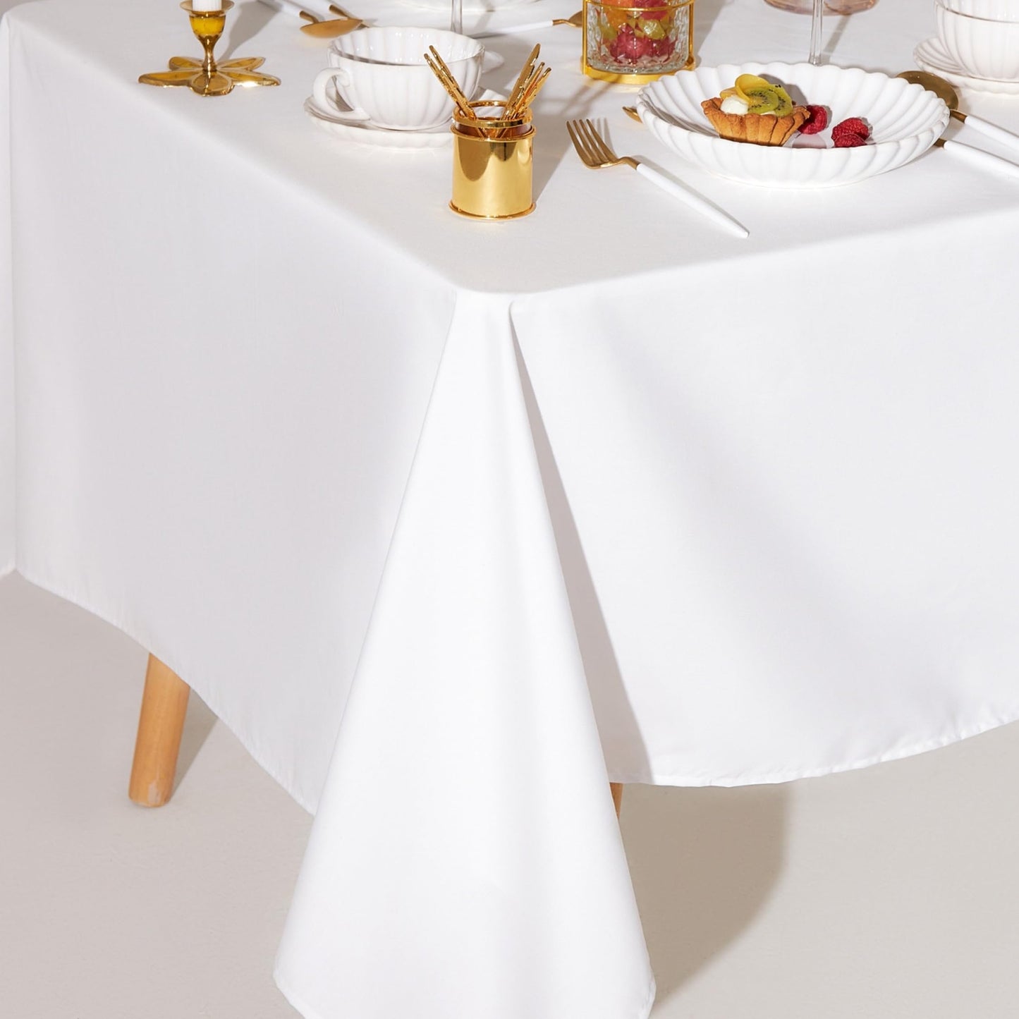 White Square Tablecloth 52x52 Inch, 200GSM - Set of 2 Extra Soft Square Tablecloths - Stain and Wrinkle-Resistant, Machine Washable, Card Table Tablecloth Square for Any Occasion, Premium Quality