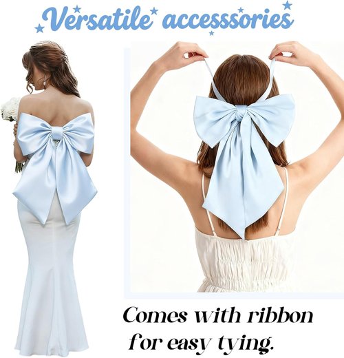Blue Bow Decor | Large 22x11 Inch Crib Skirt with Big Bows - Perfect for Christmas, Parties & Showers