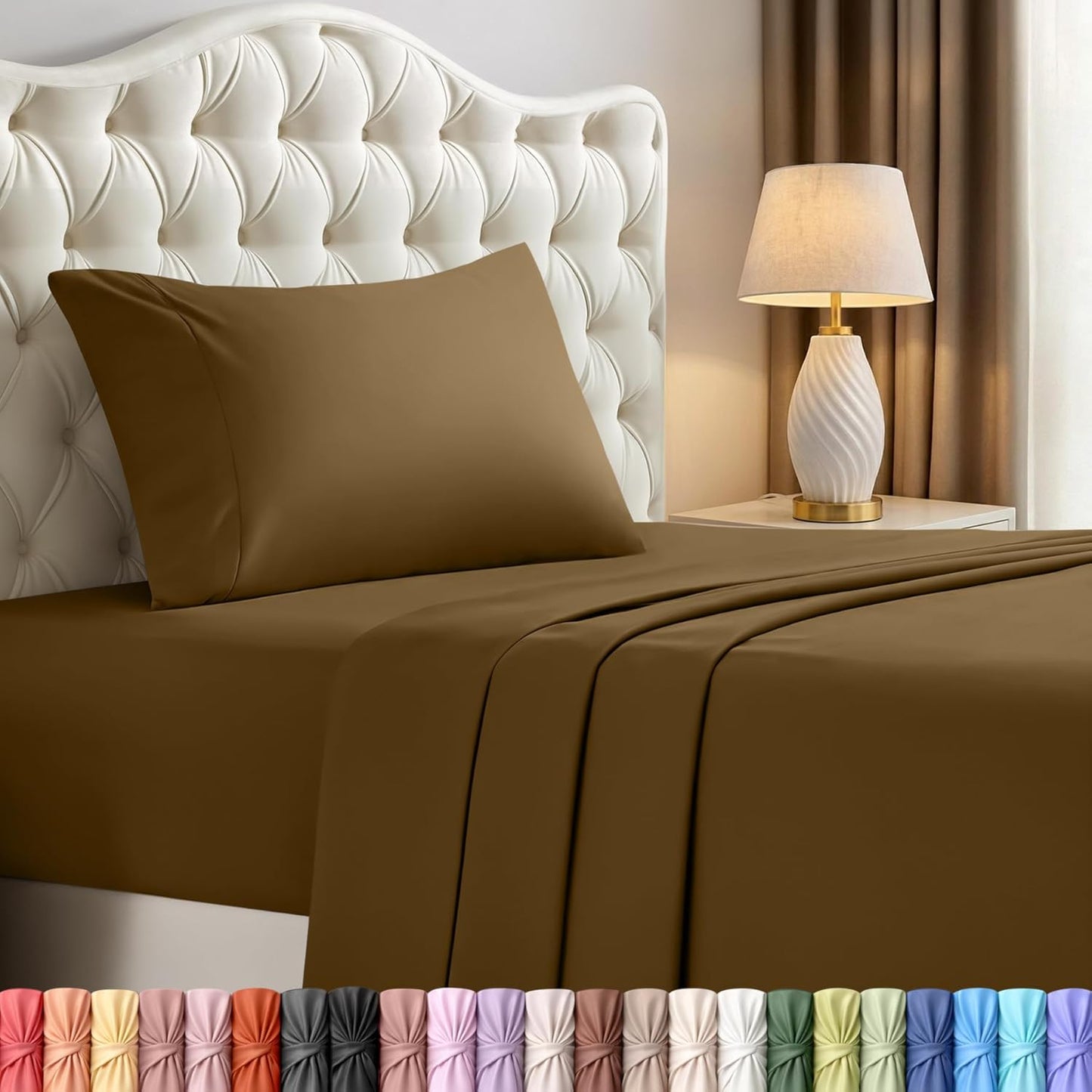 Utopia Bedding Twin Sheet Set - Soft & Breathable Microfiber, 3-Piece Bed Sheets for Twin Size Bed | Mocha