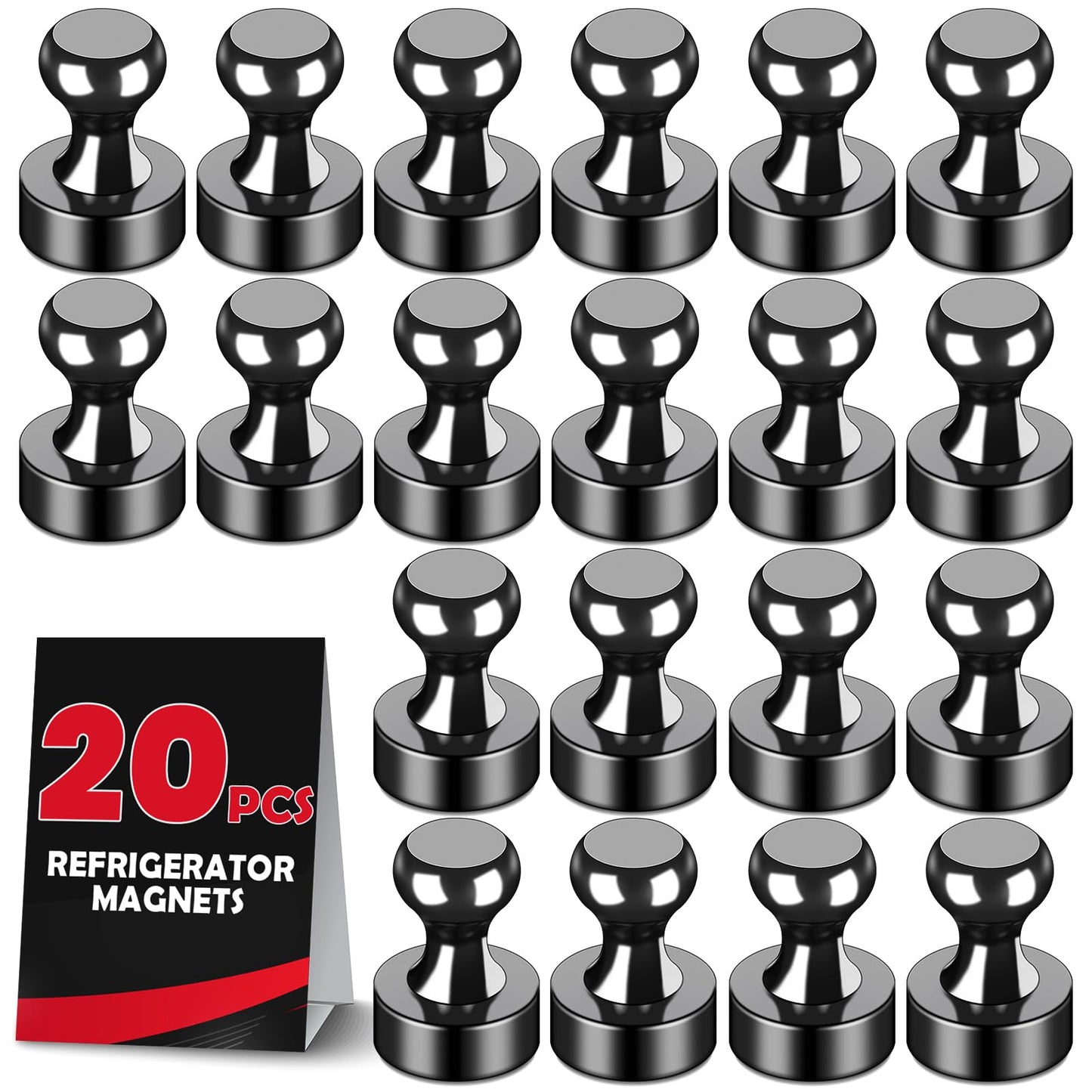 LOVIMAG Fridge Magnets 20Pcs Refrigerator Whiteboard Small Strong Magnet Classroom Kitchen Accessories Decorative Locker Set Decor Must Haves Office Calendar Refrigerador Magnetic Cute Crafts Black