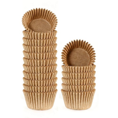 Eoonfirst Natural Mini Cupcake Liners, Food Grade Greaseproof Paper Baking Cups, Non-Stick Muffin Wrappers Cups, 400 Pcs