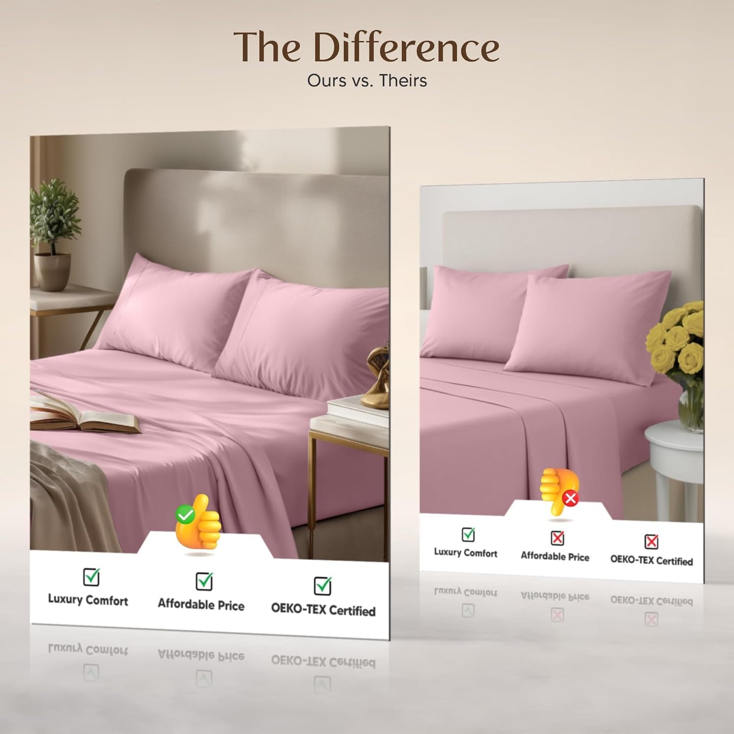 Utopia Bedding King Size Sheet Set - Soft, Breathable Microfiber, 4-Piece in Crystal Pink | Oeko Tex Certified