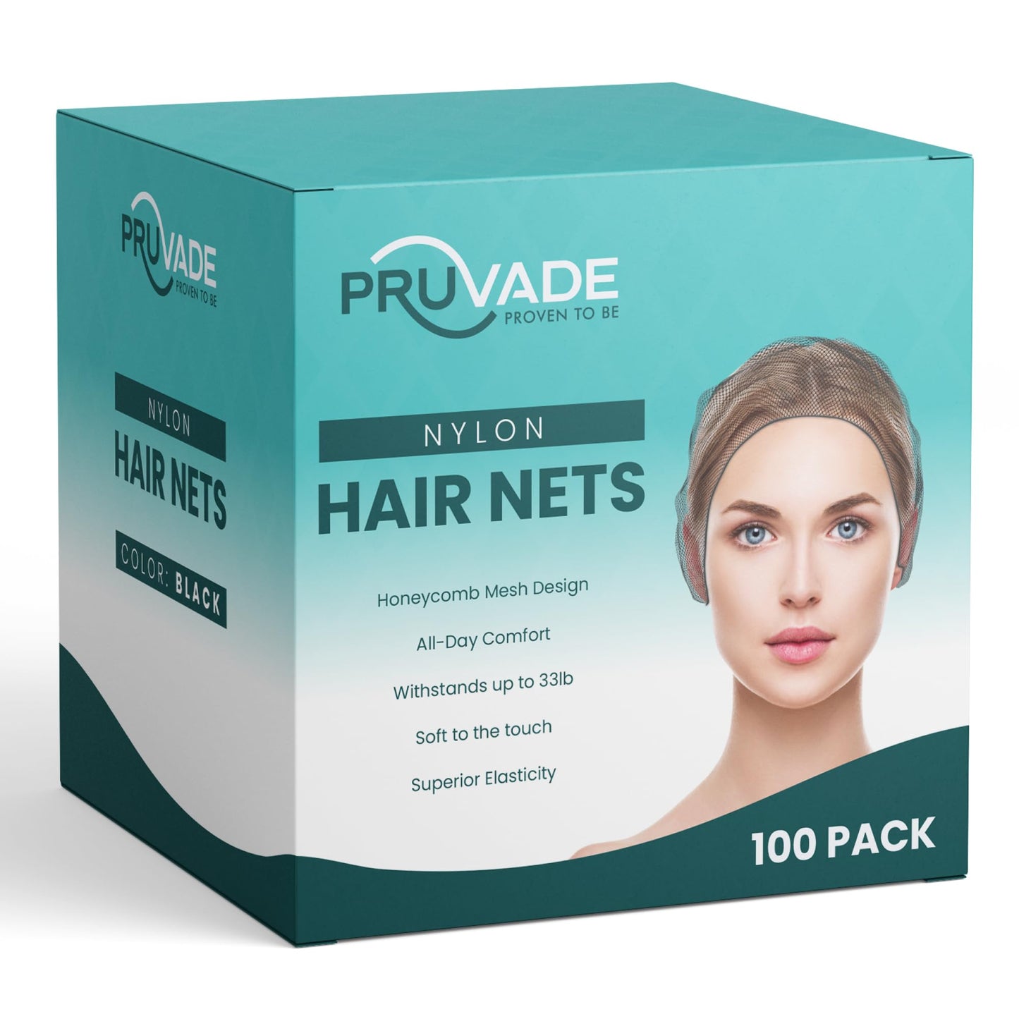Pruvade - Nylon Hair Nets for Women & Men | 100 Pack | 24" Honeycomb Mesh Hair Net for Food Service, Medical & Industrial Use - Breathable & Sturdy for Bun Hair, Most Long & Short Hair - Latex Free