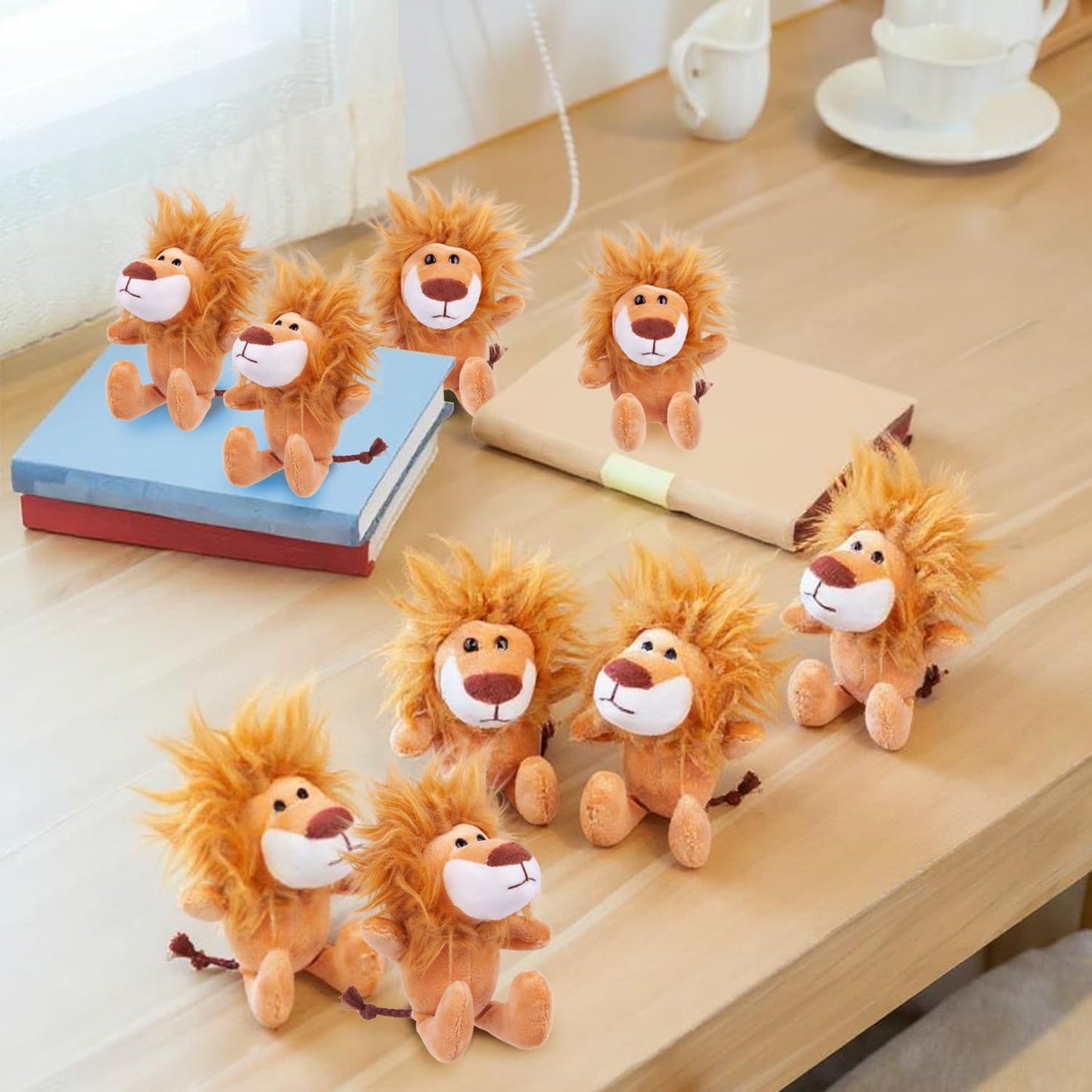 ARELUX 24-Pack Lion Plush Multi-Item Party Supply Set, 6 Inch Soft Stuffed Animal for Gender Reveal Birthday Shower Parties, Carnival Prizes, School Rewards,Keychains