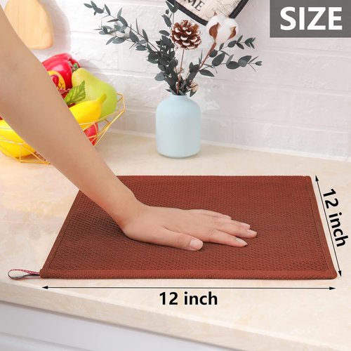 Homaxy Kitchen Dish Cloths - 100% Cotton Waffle Weave, Ultra Soft & Absorbent, 12-Pack | Rust, 12 x 12 Inches