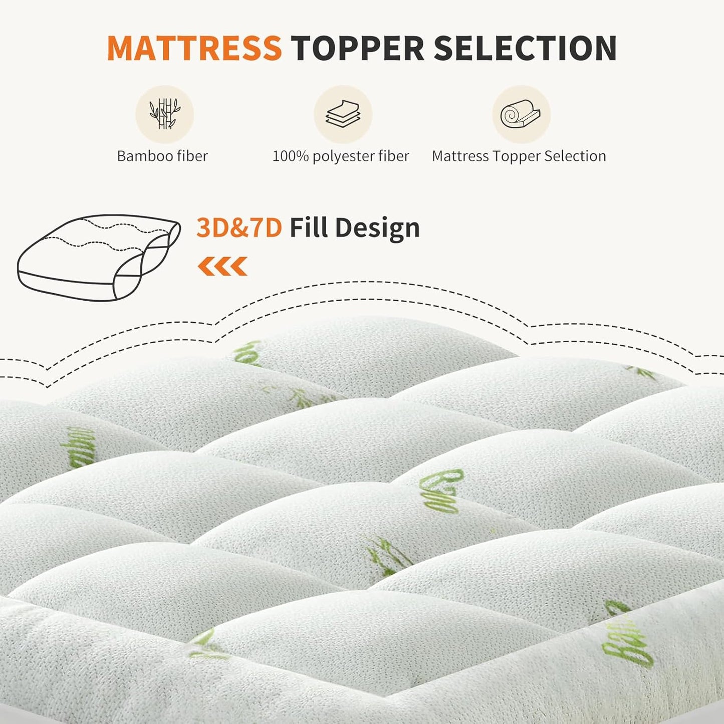 Sweetcrispy Ultra Soft Mattress Topper - Queen Size Bamboo Viscose Pillow Top for Cooling & Back Pain Relief | Deep Pocket Comfort, Green