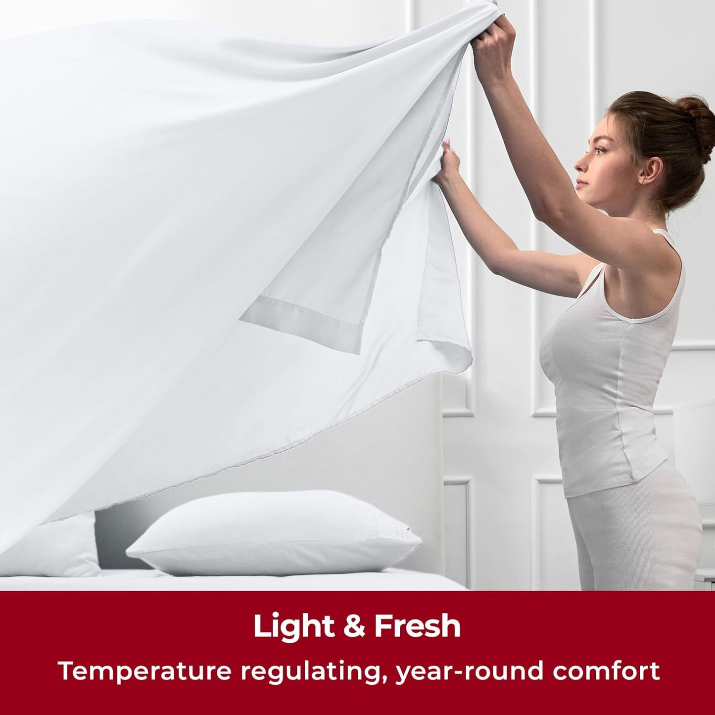 Mellanni Twin XL Sheets Set - 3 PC Hotel Luxury Bedding | Extra Soft, Cooling, Stain Resistant - White