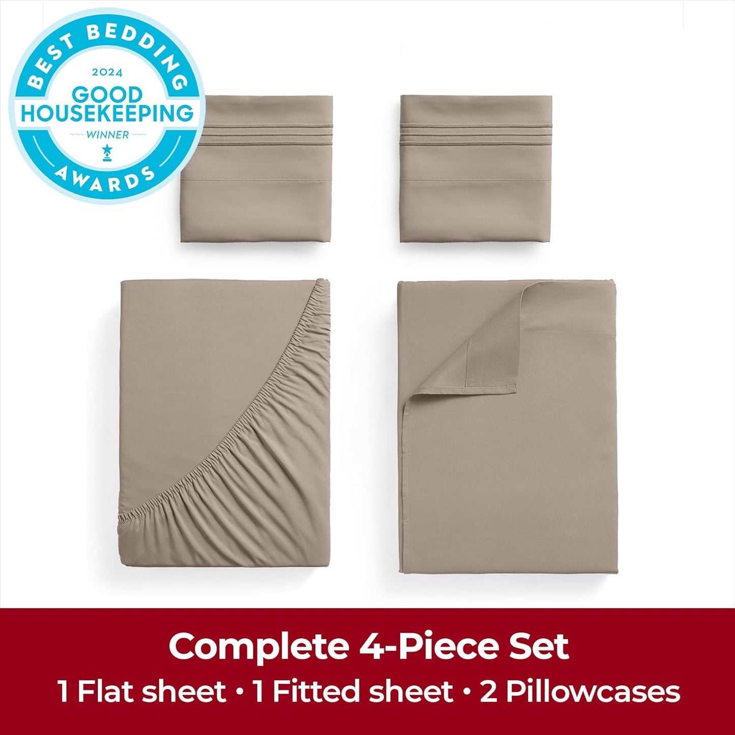 Mellanni Extra Deep Queen Sheets - Hotel Luxury, Ultra Soft & Cooling Bedding - Wrinkle & Stain Resistant (Queen, Tan)