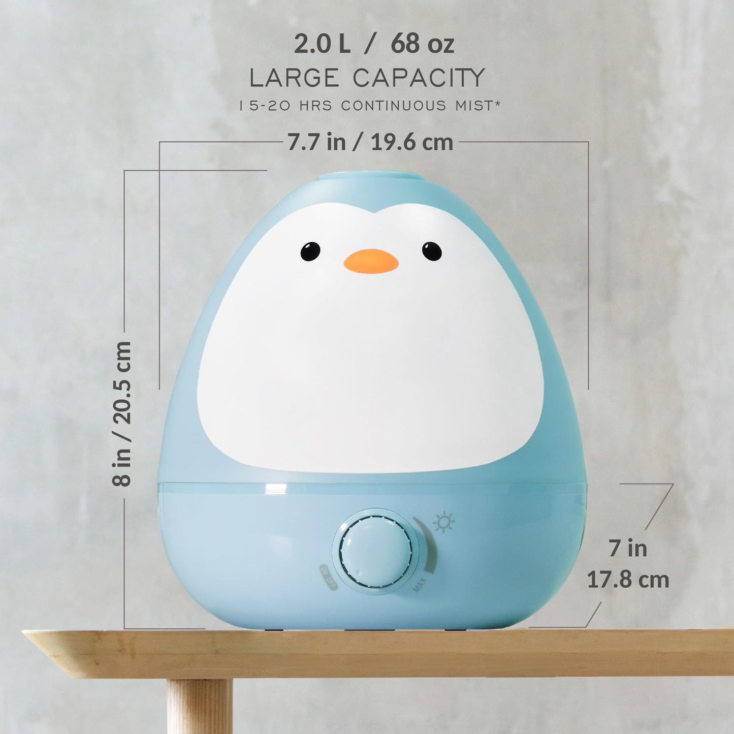 Earnest Living Baby 3-in-1 Cool Mist Humidifier with Essential Oil Diffuser + Nightlight, BPA Free Phenol Free Humidifier for Kids Bedroom, Nursery + Large Rooms, Whisper-Quiet, Auto Shut Off