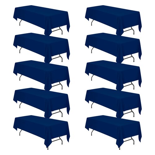 BRILLMAX 10 Pack Navy Blue Tablecloths 60 x 126 Inch for 8ft Rectangle Tables - 150 GSM Polyester Fabric, 15" Standard Drop, Water, Stain & Wrinkle Resistant Cloth Cover for Wedding Dining Buffet