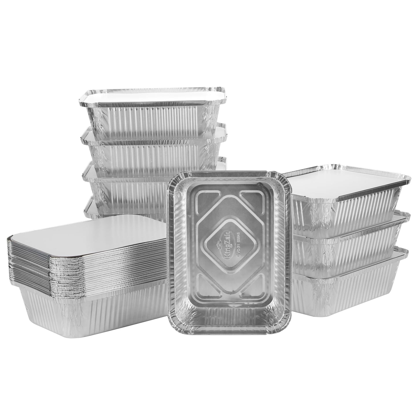 Nicole Home Collection Aluminum Pans With Lids - 25 Count - 5LB (10" x7.5) Oblong Pans - To Go Containers With Lids - Disposable Tin Foil Pans - Perfect For Catering, Meal Prep, Baking, Freezer Safe