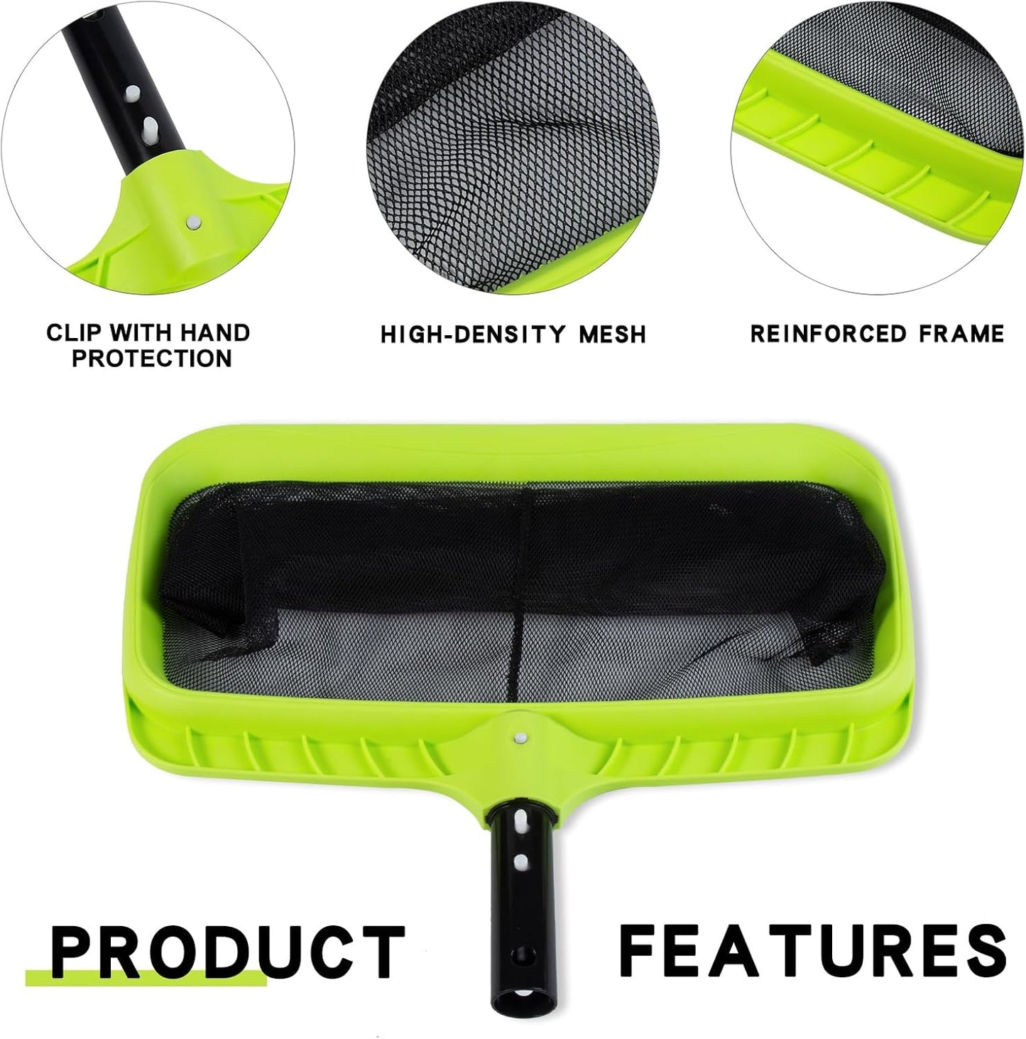 Sepetrel Swimming Pool Leaf Skimmer Net - Reinforced Frame for Deep Raking & Easy Cleanup