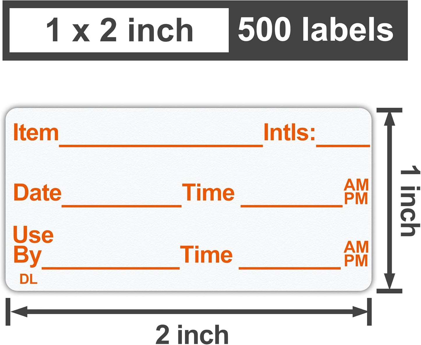L LIKED Dissolvable Food Storage Labels - 500 Stickers, 1 x 2 Inch, Ideal for Containers (Red)