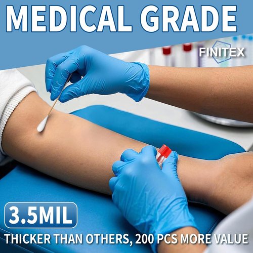 FINITEX Blue Disposable Nitrile Exam Gloves - 200 Count | 3.5mil Powder-Free & Latex-Free