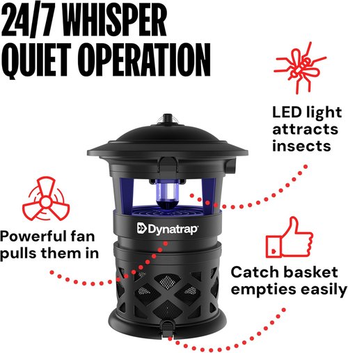 Dynatrap DT2030SR Outdoor Fly Trap - Effective Mosquito & Insect Killer for 1 Acre - Black Design