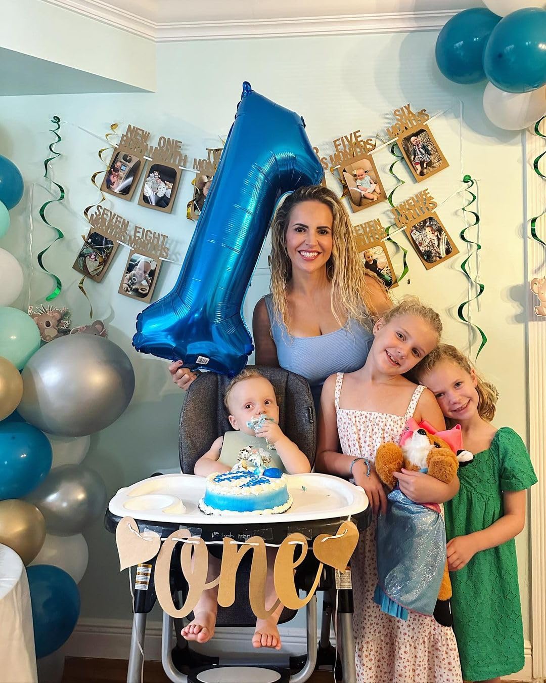 Metallic Blue Number 1 Balloon for First Birthday 40 Inch, 1st One Number Balloons Birthday Decorations for Girl Boy Toddler Baby