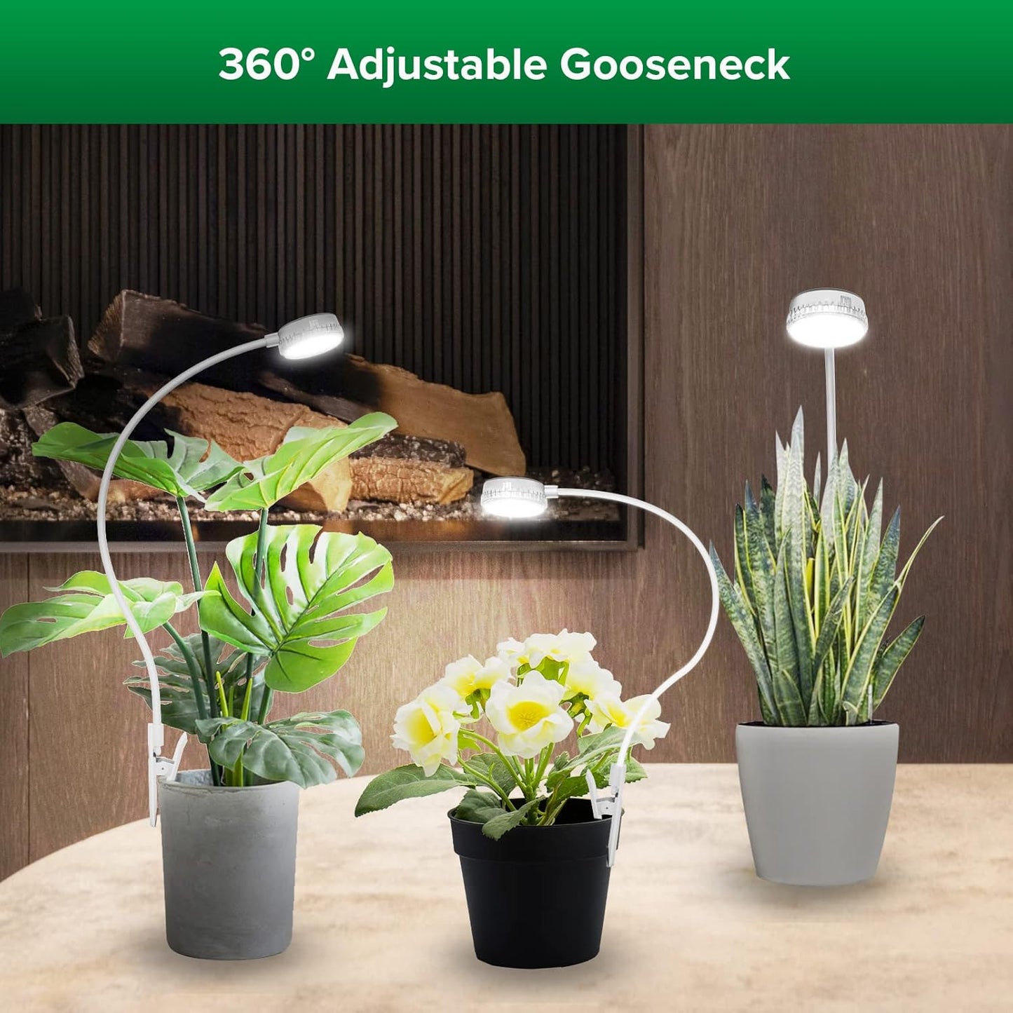 SANSI Grow Lights - Full Spectrum LED Plant Lights with Timer | 4-Level Dimmable, 6-Pack, White