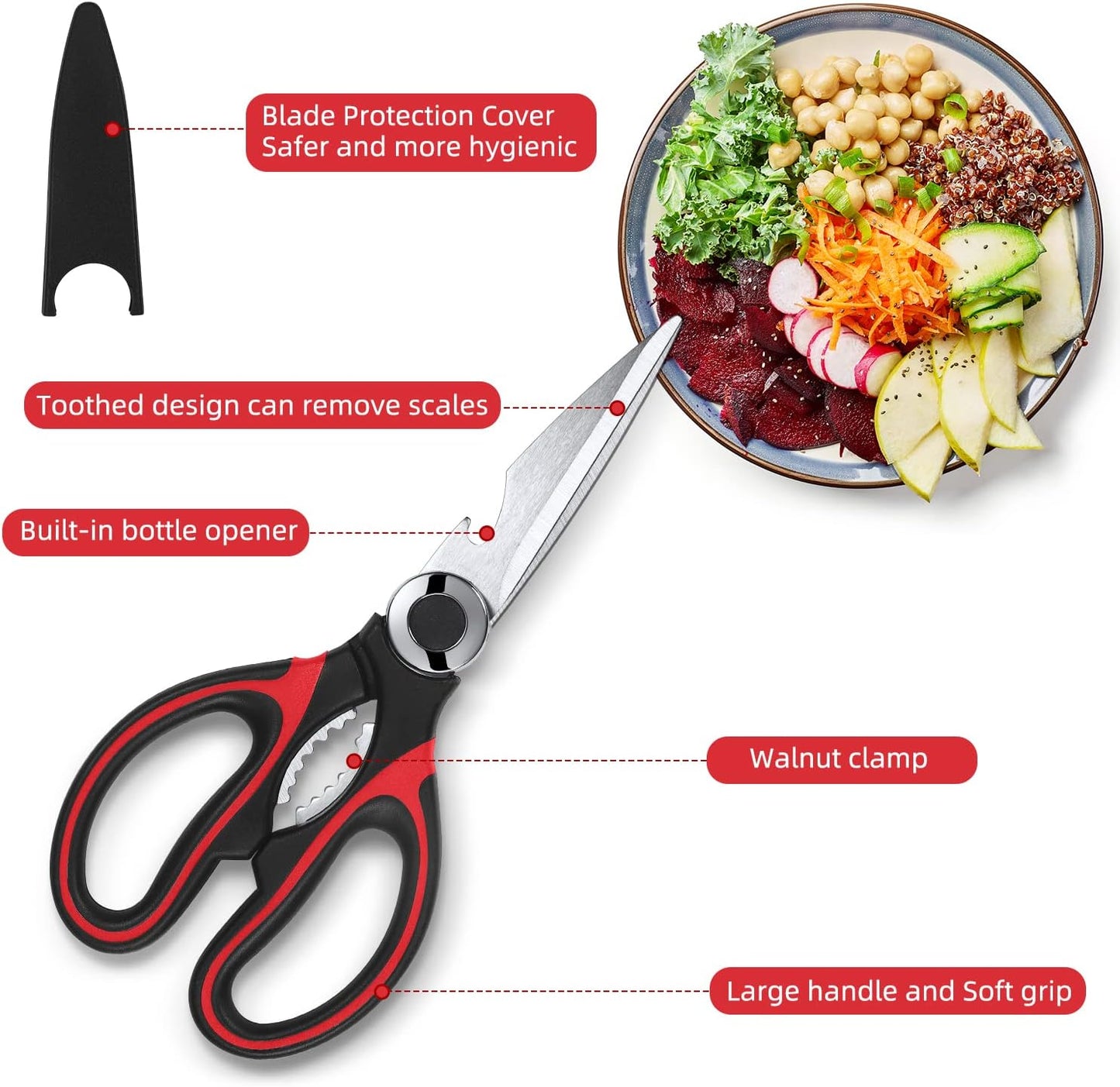 Raptor Kitchen Scissors - Heavy Duty Multi-Function Meat Shears | Dishwasher Safe, 2-Pack Set