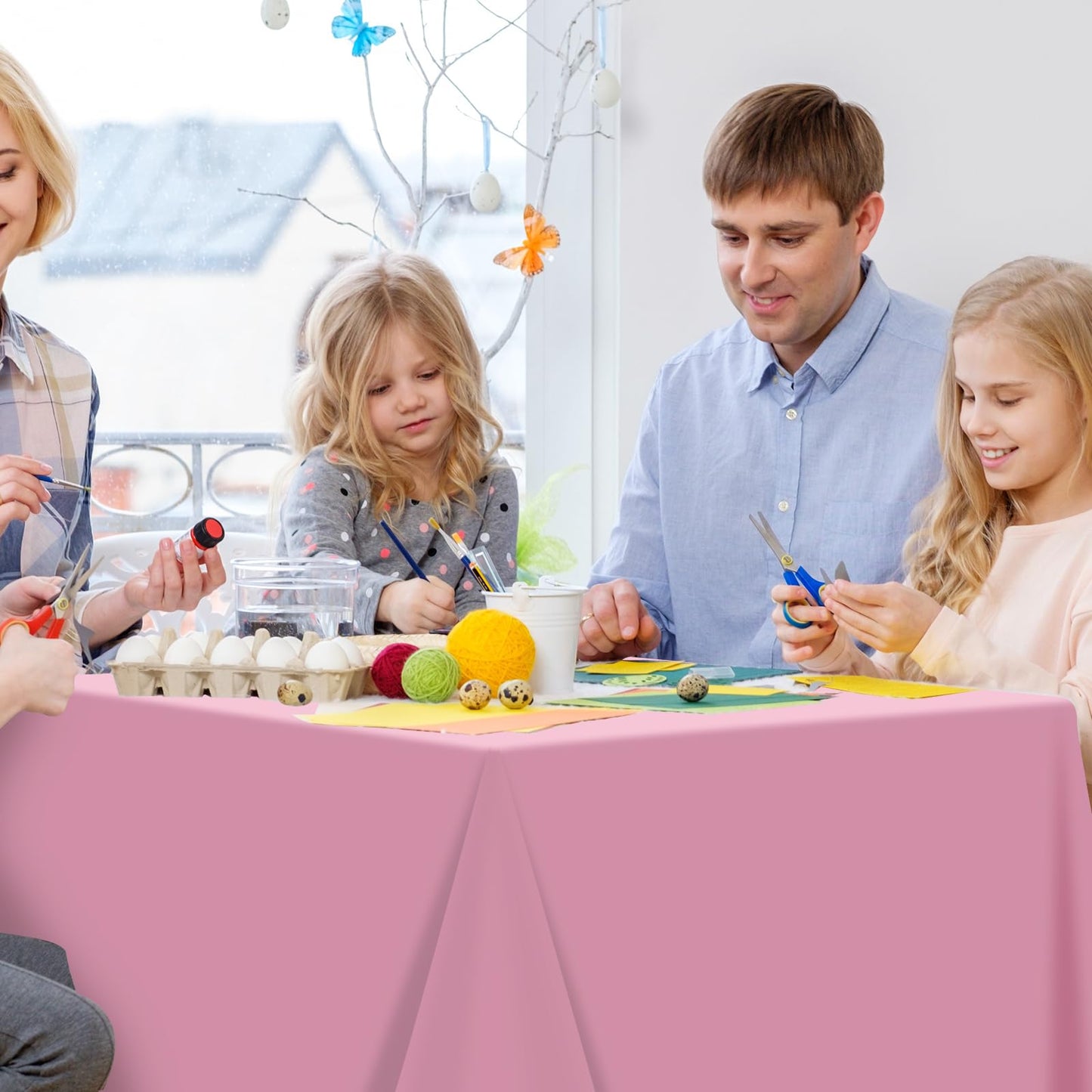 YIDAKO 12Pcs Light Pink Tablecloth,Disposable Plastic Tablecloths,Waterproof Pink Rectangle Table Cover for Graduation Birthdays Weddings Anniversary Party Decorations,54 x 108 Inch