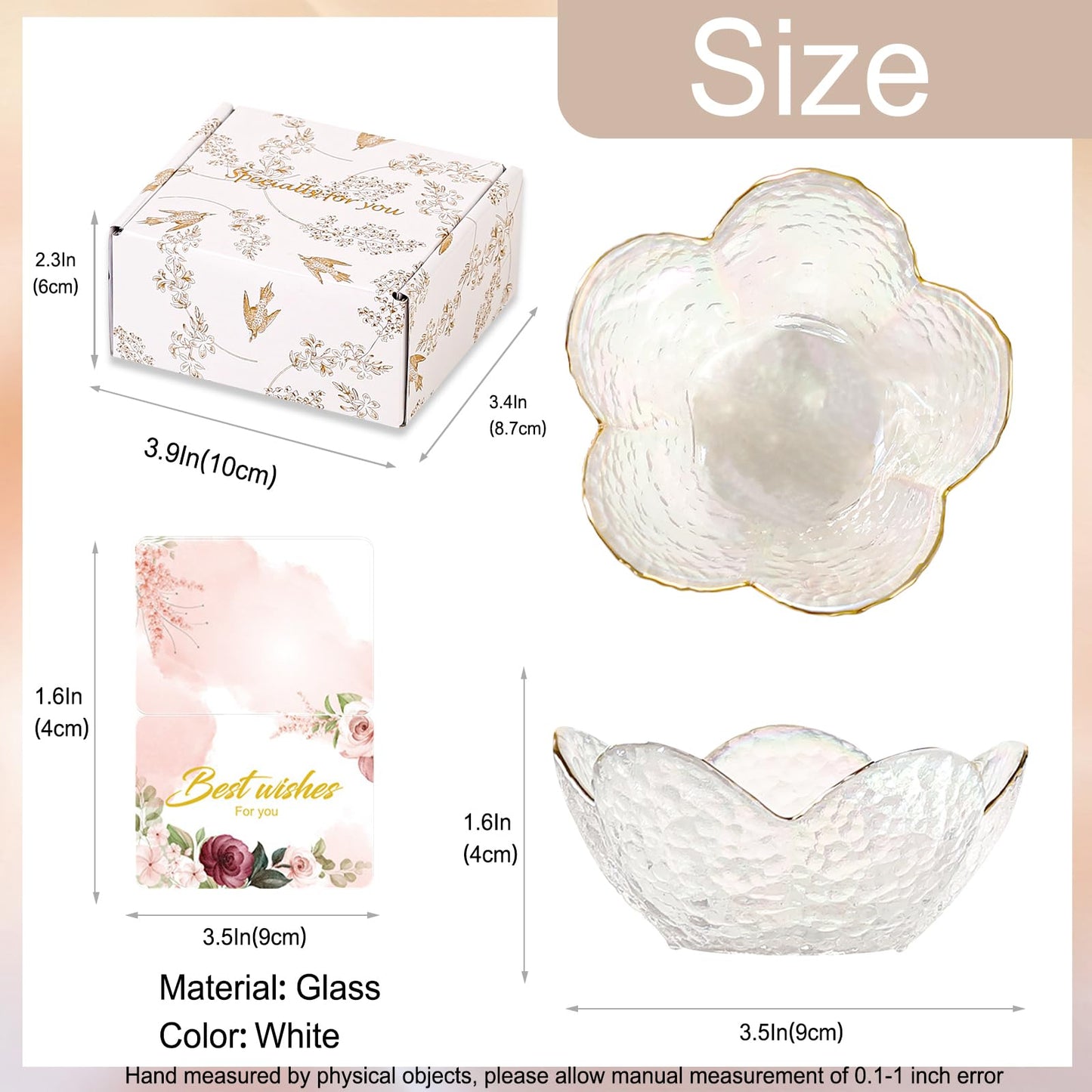 White Flower Jewelry Dish Glass Ring Dish Jewelry Tray Cute Vanity Organizer Room Decor Aesthetic Nightstand Bathroom Decor Trinket Dish Ring Holder Jewellery Tray Valentine's Birthday Gifts for Women