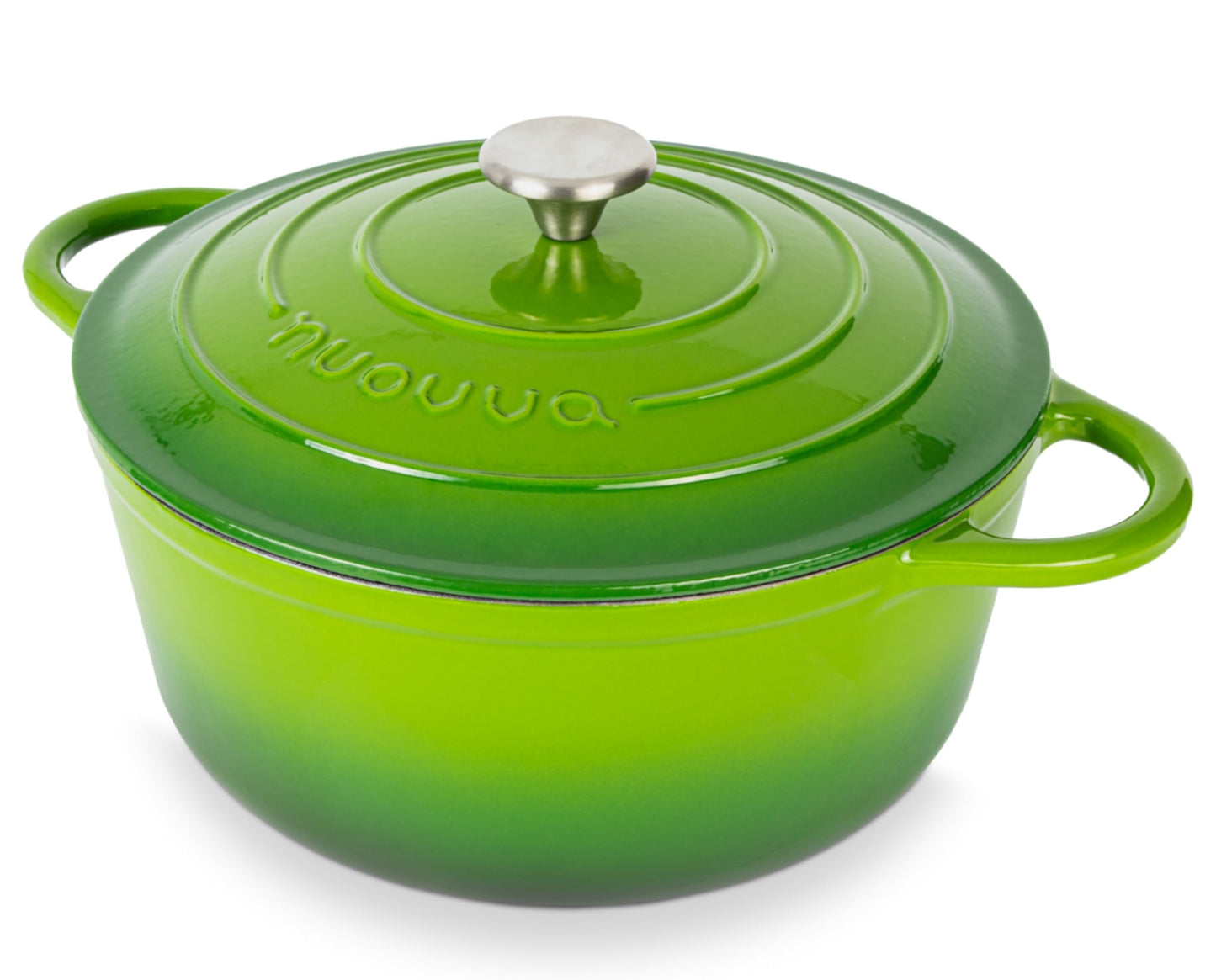 Nuovva Enamelled Cast Iron Dutch Oven Pot with Lid – 6.4 Quart Non Stick Casserole Pot – Heavy Duty & Oven Safe up to 500° F for Bread Baking, Braising, Stews, Roasting – 28cm Green
