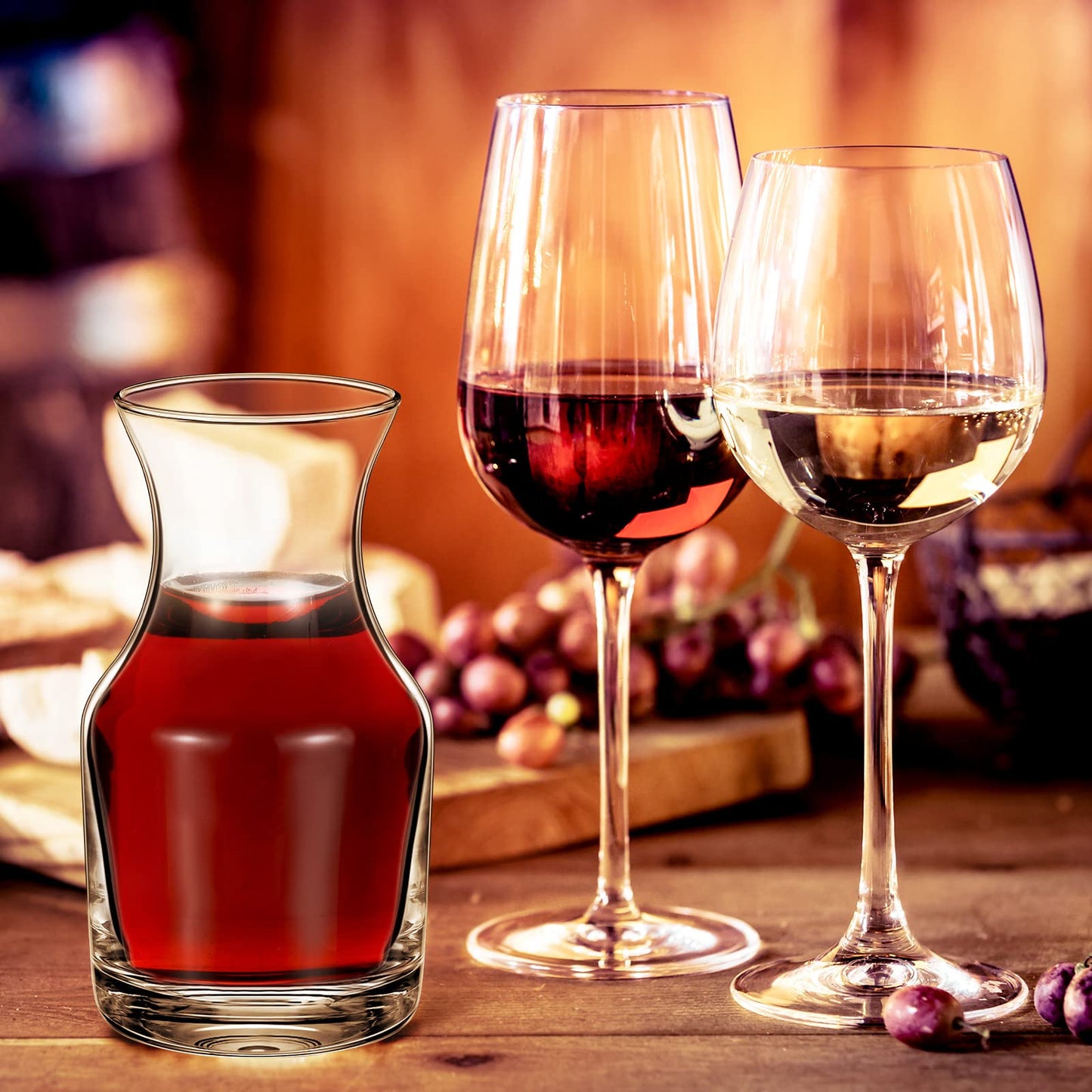 Remagr 6 Pack Single Serving Wine Carafe Glass Small Mini Carafe Individual Wine Refill Decanter for Dinner Parties Tastings Bars Restaurants (7.7 oz)