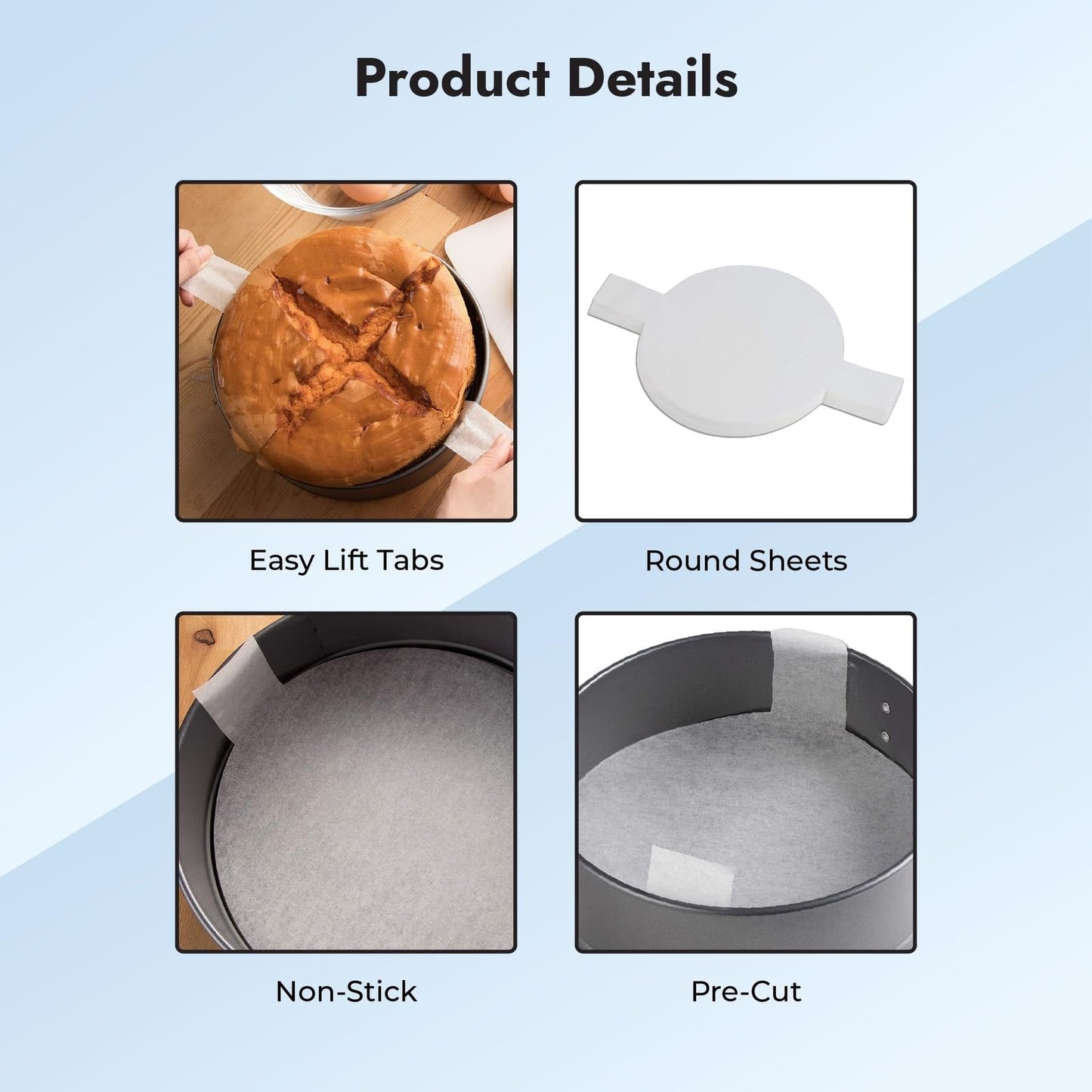 Juvale Parchment Paper Rounds - Pre-cut Parchment Paper for Layer Cakes - Lift Tabs for Easy Release & Nonstick Cake Pan Inserts - Heat Resistant Liner for Round Baking Pans - 8in, 100 ct, White
