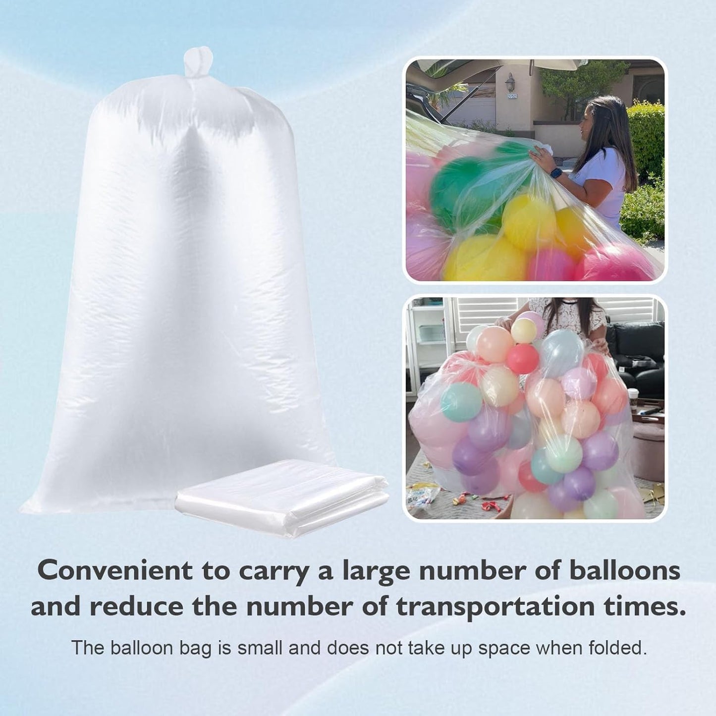 Skiennix Extra Large Clear Balloon Bags - Reusable 98 x 59 In for Arch Garland & Party Decorations | 2 Pack