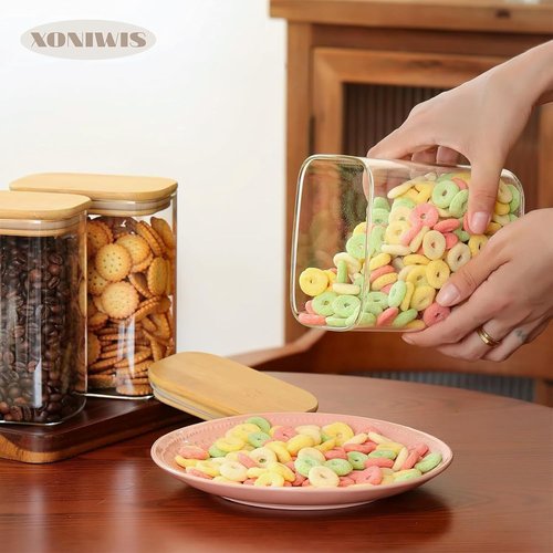 26oz Glass Pantry Containers by [Brand Name] - 6PCS Clear Storage Jars with Lids for Spices, Tea, and More