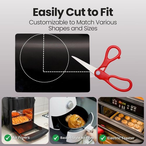 Buself Toaster Oven Liner - Nonstick & Heat Resistant Reusable Air Fryer Liners | 9x11", 2 Pack, Black