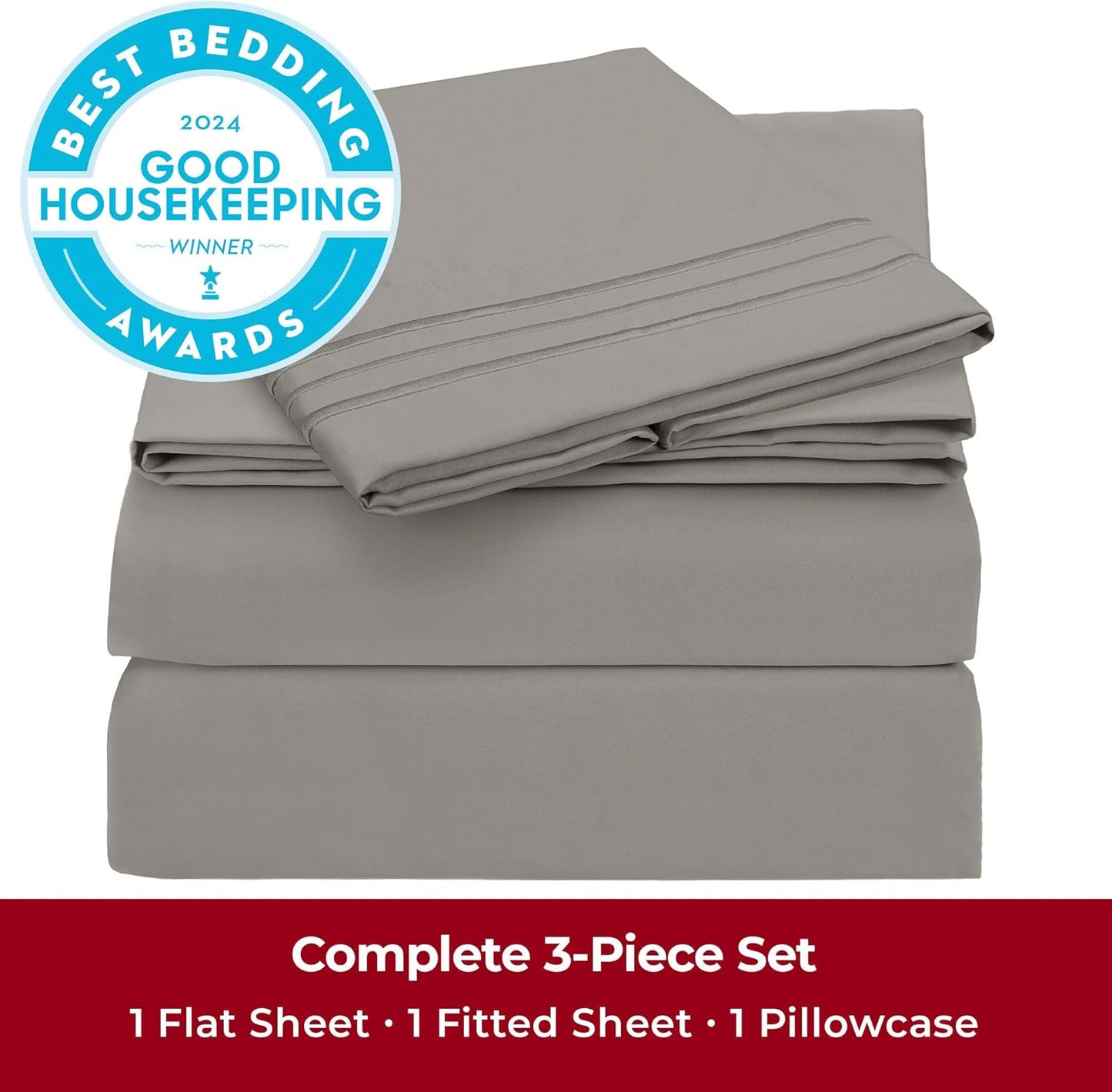Mellanni Twin Sheets Set - 3 PC Hotel Luxury Bedding | Extra Soft, Cooling, Wrinkle-Resistant (Taupe)