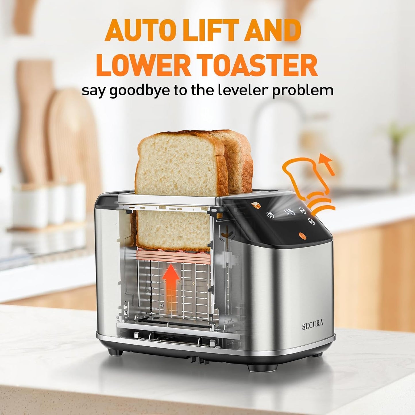 Secura 2 Slice Toaster - Fully Automatic Digital Stainless Steel Design | 6 Browning Levels & Keep Warm Function