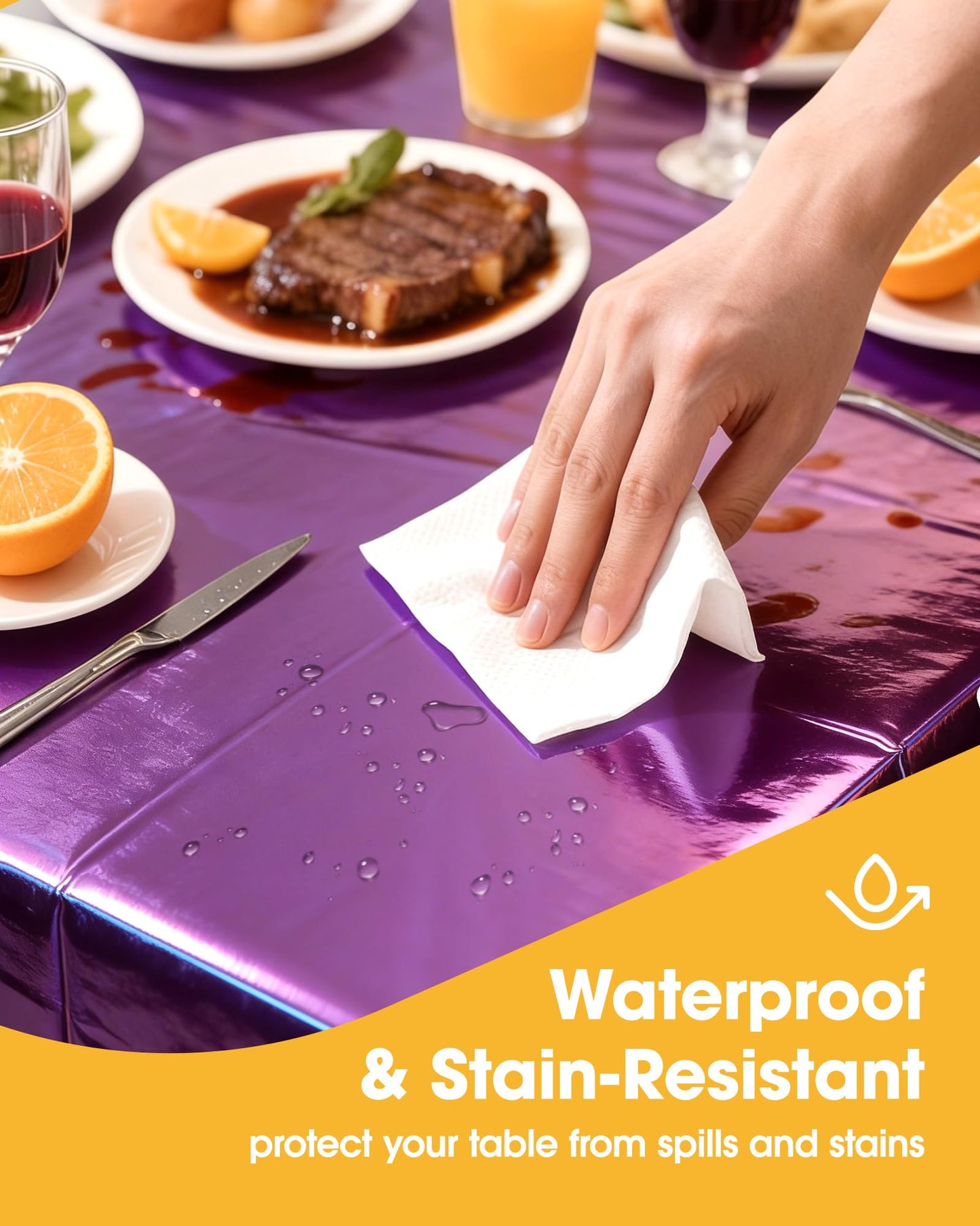 Niuara Iridescent Purple Plastic Table Cloth - 4 Pack 54" × 108" Rectangle Disposable Tablecloths for 6FT Tables, Table Cover for Party, Holiday & Gathering Use
