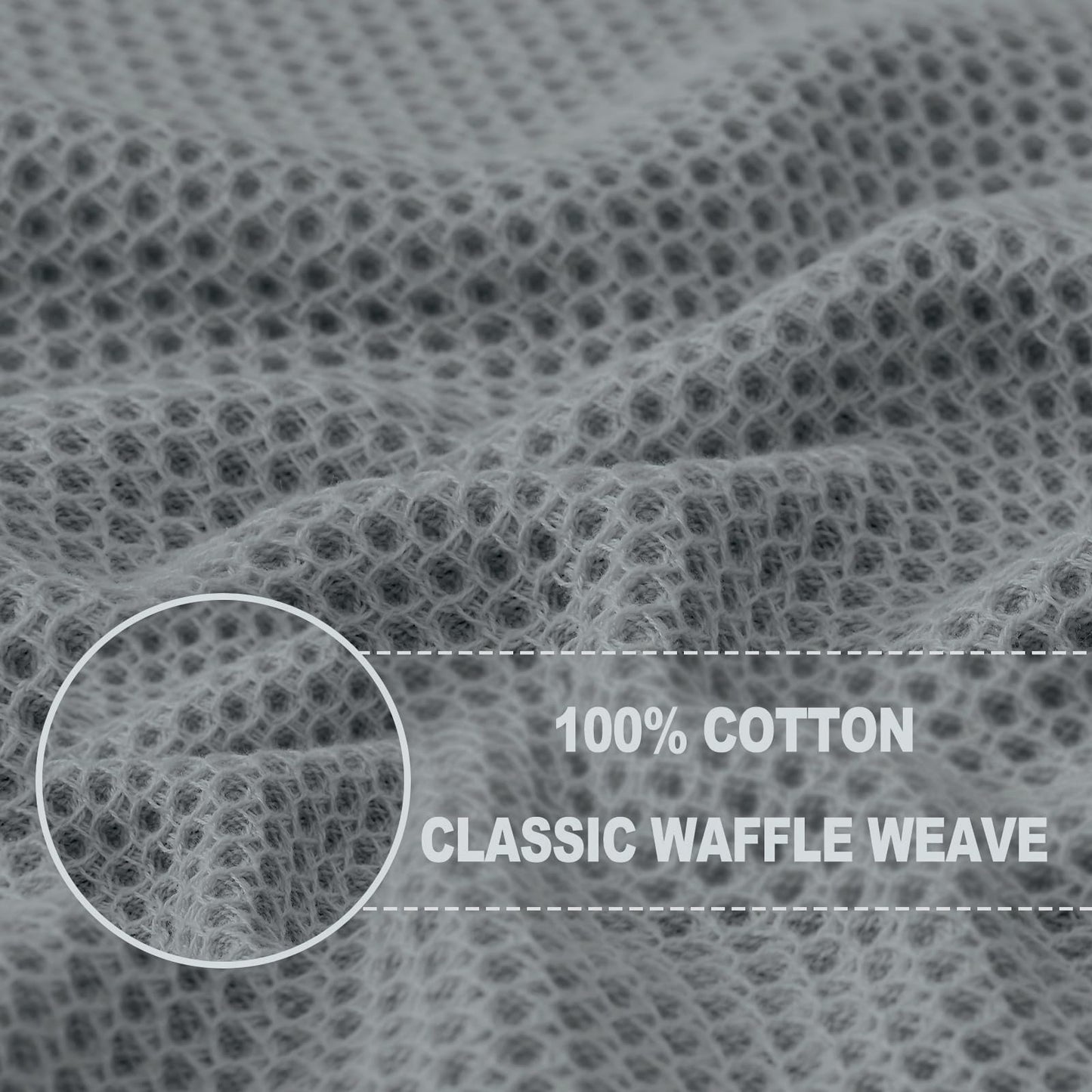 Homaxy 100% Cotton Waffle Weave Kitchen Dish Cloths, Ultra Soft Absorbent Quick Drying Dish Towels, 12 x 12 Inches, 12-Pack, Grey