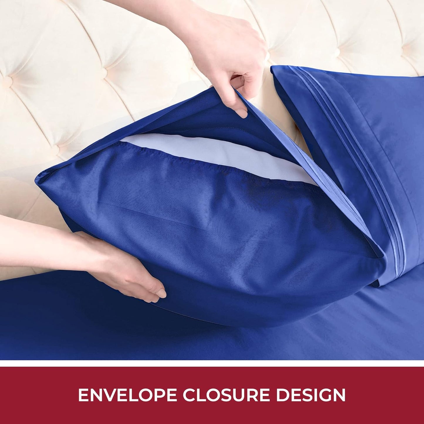 Mellanni RV Short Queen Sheets - Luxury 4 PC Bedding Set | Extra Soft, Cooling, Deep Pocket - Royal Blue