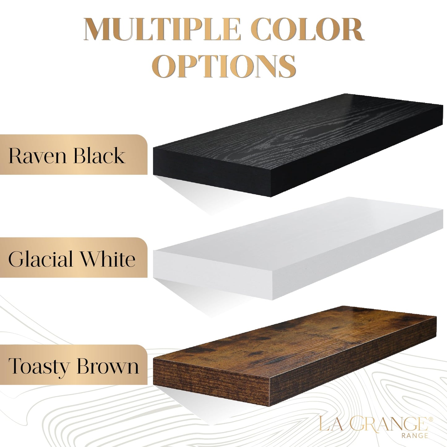 LA GRANGE RANGE® 23.6" Floating Shelves for Wall, 2X Pack, Wall Shelves for Storage & Décor, Perfect for Bathroom, Bedroom, Kitchen, Living Room, Natural Wood Finish with Hidden Bracket - Toasty Brown