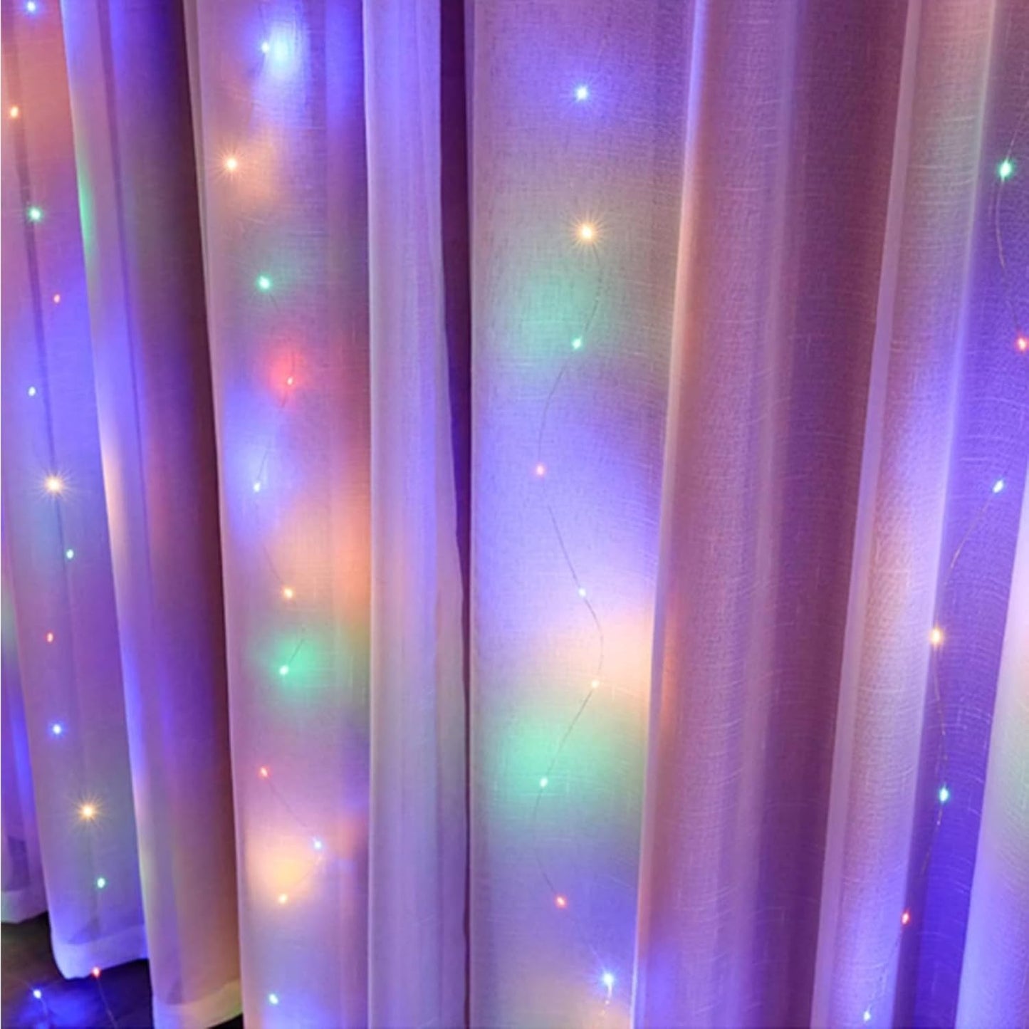 Skiennix 300 LED Fairy Curtain Lights - 9.8 x 9.8FT Warm White USB Plug with 8 Modes & Remote for Indoor/Outdoor Decor