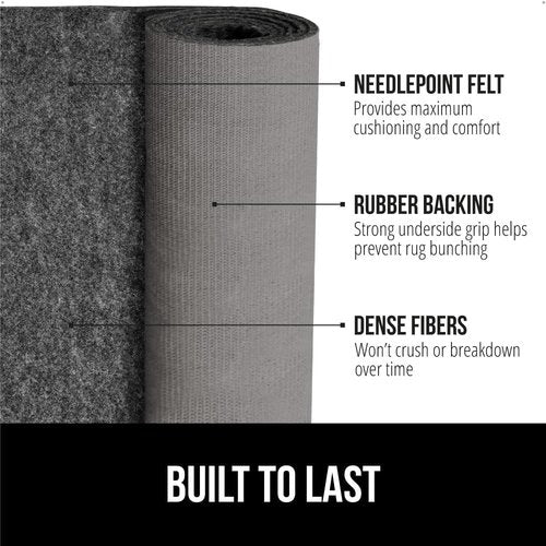 GORILLA GRIP Rug Pad - Slip Resistant Felt with Rubber Backing for Area Rugs | 3x5 FT, 1/8 Inch Thick