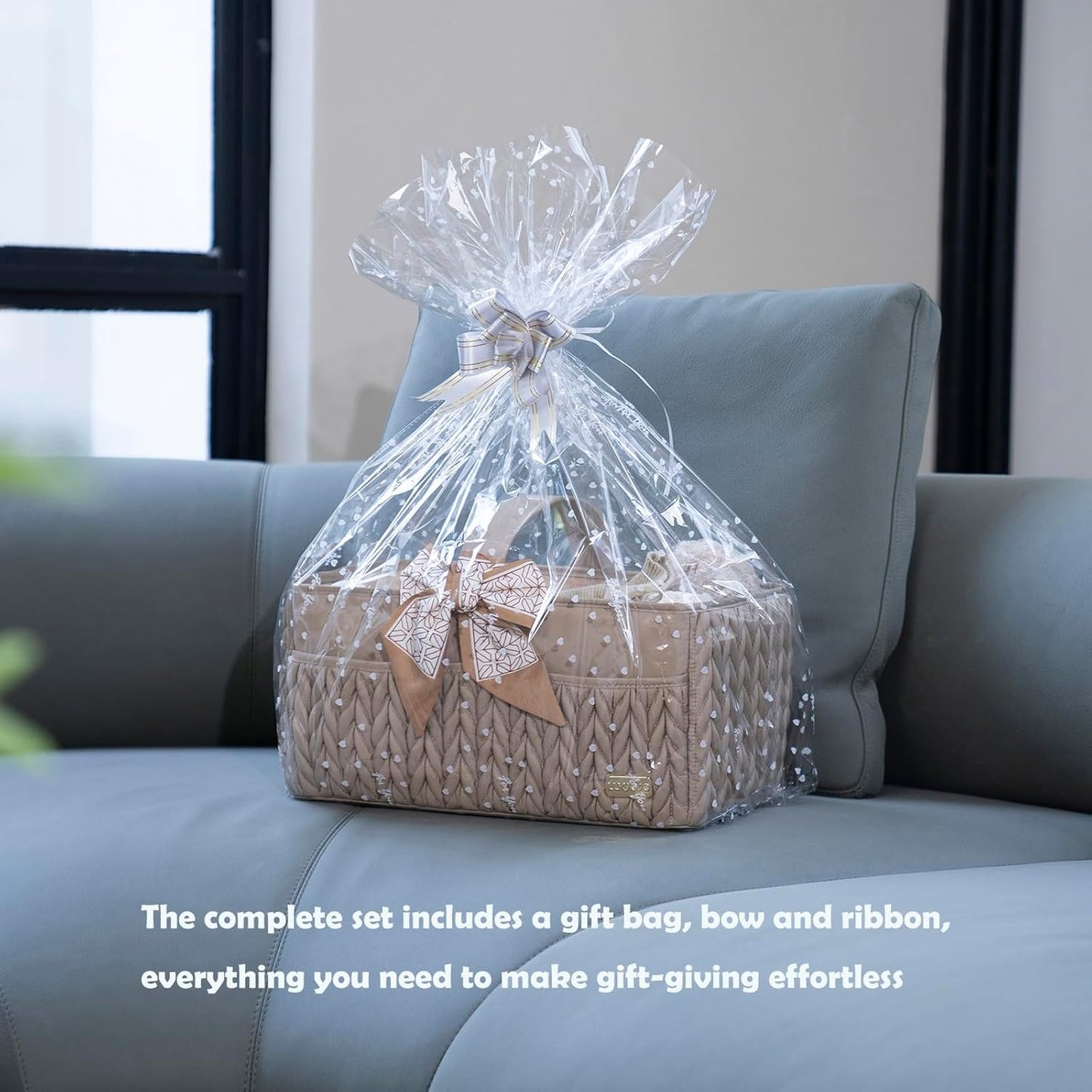 Luxurious Baby Diaper Caddy - Stylish Nursery Storage Basket for Newborn Essentials | Beige Organizer Tote Bag