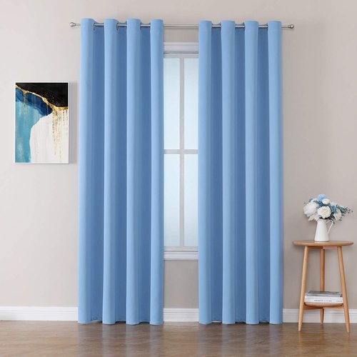 ChrisDowa Blackout Curtains - Thermal Insulated Room Darkening Panels, Sky Blue, 52 x 102 Inches - 2 Panels Set