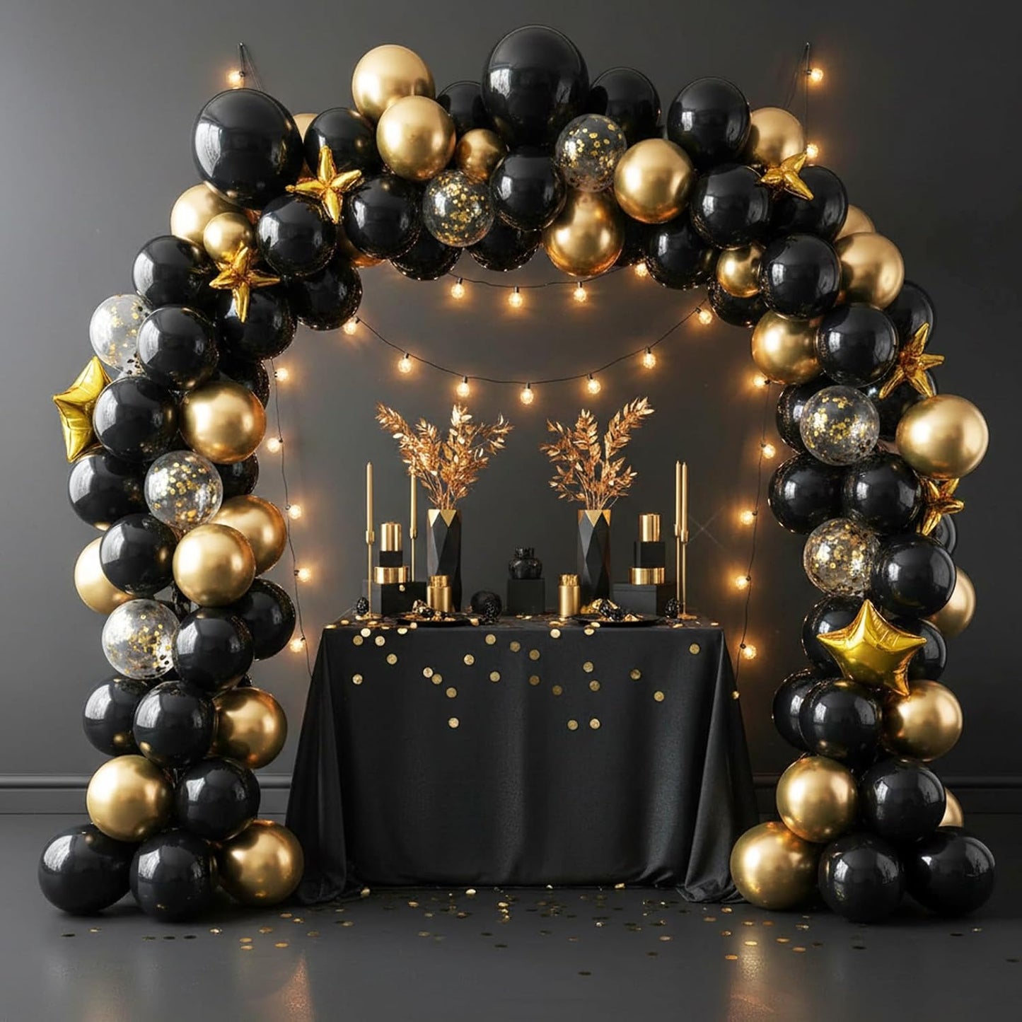 RUBFAC Black Latex Balloons Set - 154pcs in 5-18 Inches for Halloween Party & Wedding Decor