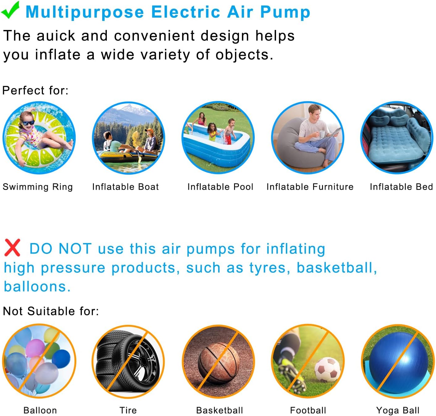 Newpol Electric Air Pump - High-Performance Inflatable Bed Pump for Mattresses & Pools | AC110-240V/DC12V