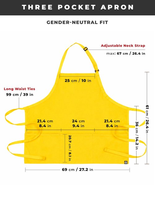 Chef Works Unisex Three Pocket Apron, Lemon, One Size