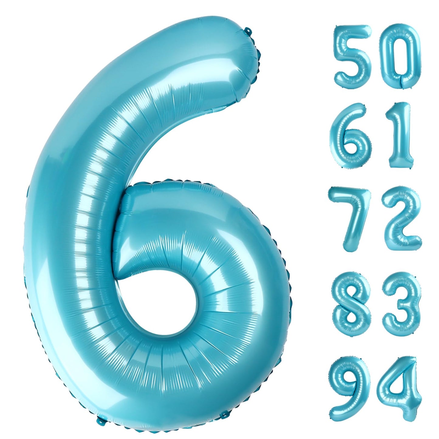 Pearlescent Blue 6 Balloon, Number Balloons 40 Inch, 6th Balloons for Birthday Decorations, Pearlescent Blue Party Supplies 6 Birthday Balloon, Number 6 Balloon