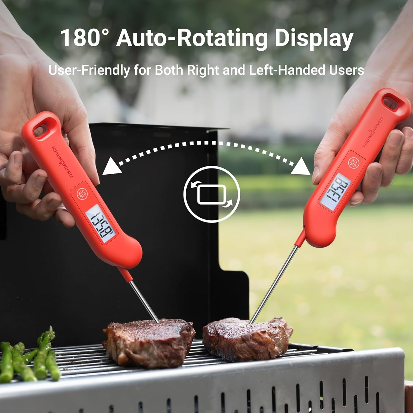 Skiennix Professional Meat Thermometer - Instant Read, ±0.5℉ Accuracy, Waterproof, Red