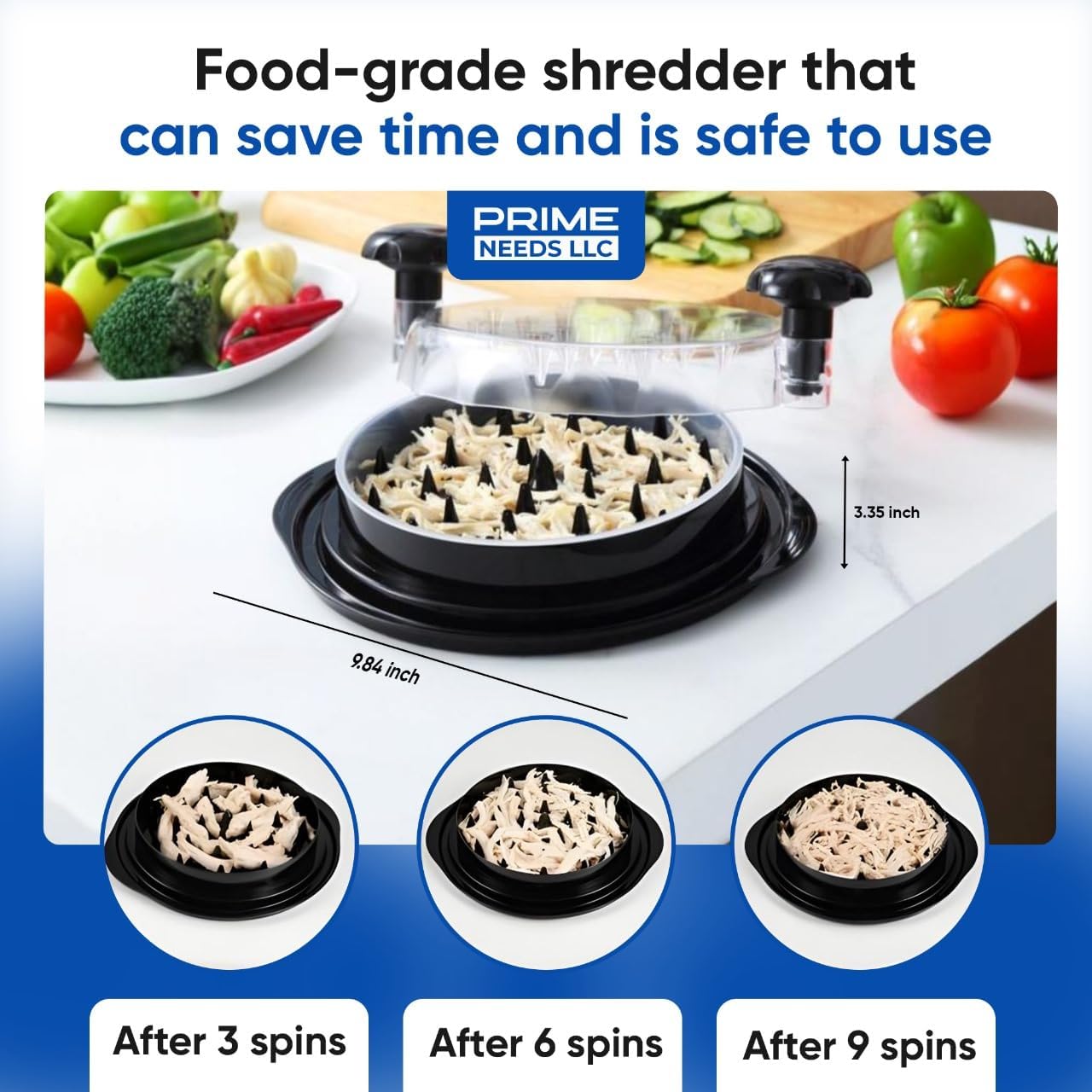 Skiennix Chicken Shredder - Heavy Duty Meat Grinder Tool with Tray & Brush | BPA-Free, Dishwasher Safe