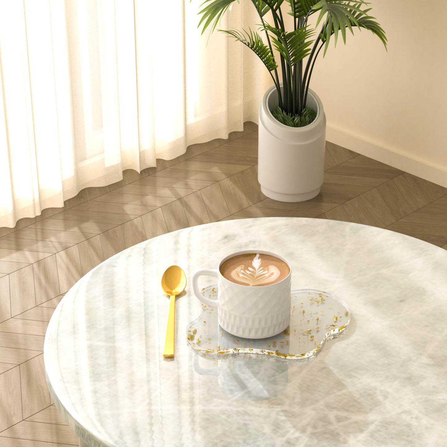 Leadiy Acrylic Coaster Decorative Plates, Irregular Bar Drink Coaster, Clear Cloud Shape Coffee Cup Coaster, Perfect for Tabletop Protection and Accessories Display.(Gold)